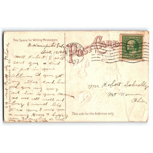 Santa Claus Christmas Postcard Saint Nick With Tree Toy Drum Flag Church 1909 - Picture 2 of 2